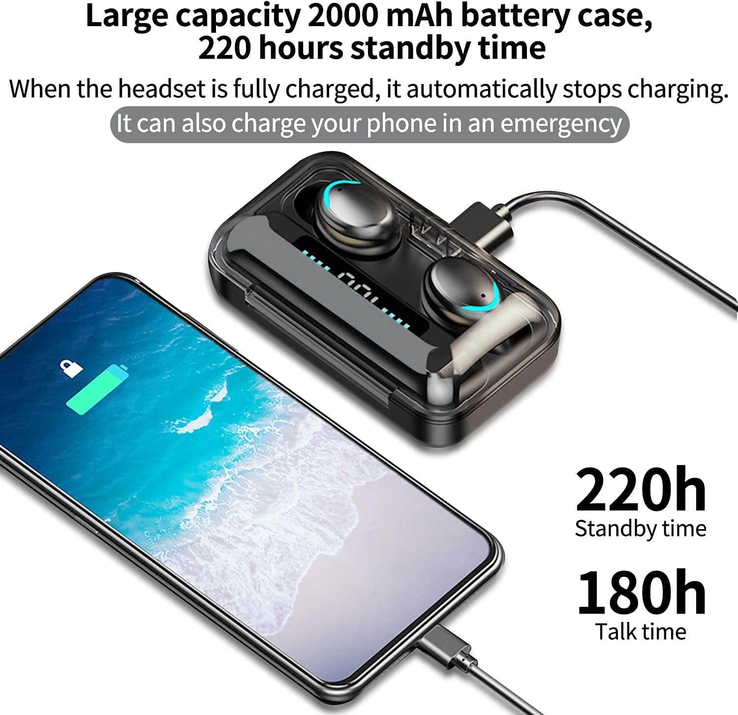 Valdus Original F9 TWS Earphones 9D Hifi Stereo Waterproof In Ear Headphone BT 5.0 LED Display Wireless Earbuds F9-5 F9-5C - Imagem 5