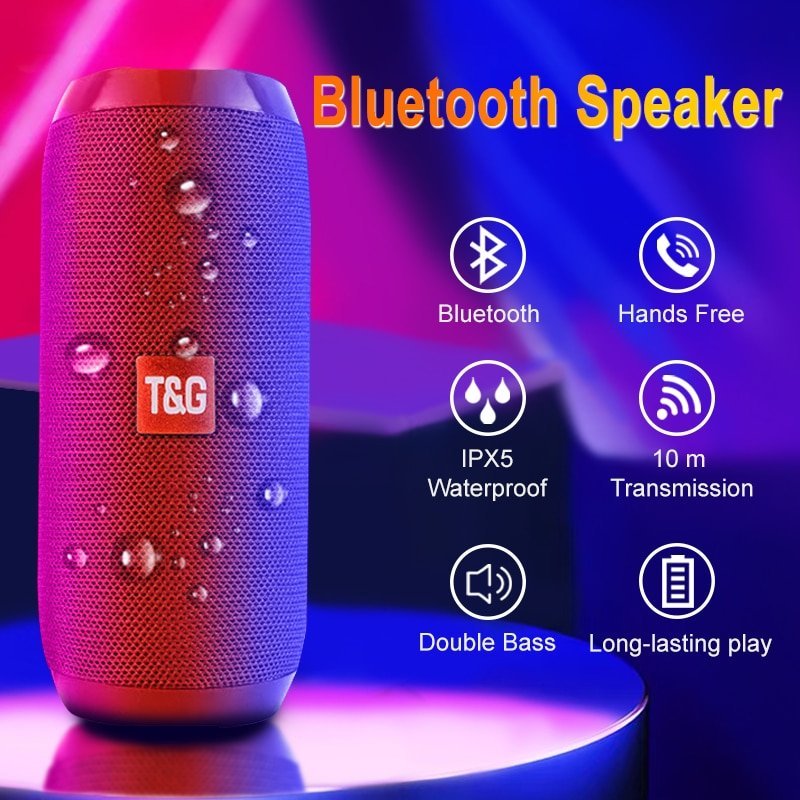 T&G Alto-falante Bluetooth portátil Subwoofer ® Sem fio à prova d'água Boombox - Imagem 8