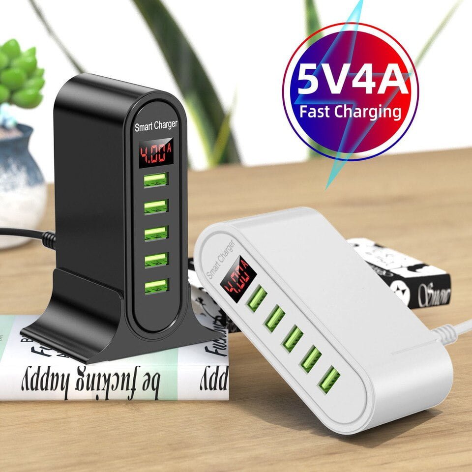 Carregador USB multiportas 5V4A American Standard European Vertical Universal 5 Portas