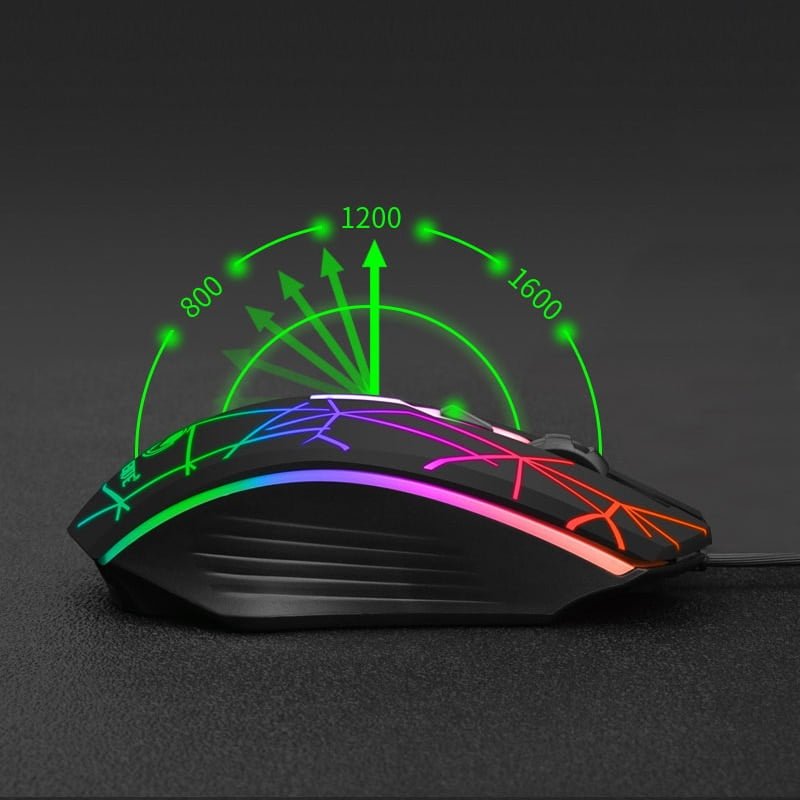 Conjunto de Teclado e Mouse Luminoso Metal USB Com Fio Retroiluminação Mecânica Teclado e Mouse - Imagem 4